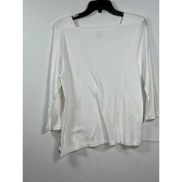 Chicos Square Neck The ultimate tee 3/4 pima cotton modal blouse  1 Top M 6 8 - Picture 6 of 7